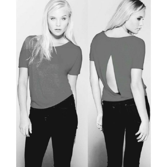 Bella Tops - Bella Women's Flowy Open Back T-Shirt tshirt top, NWT size XL, Junior's gray